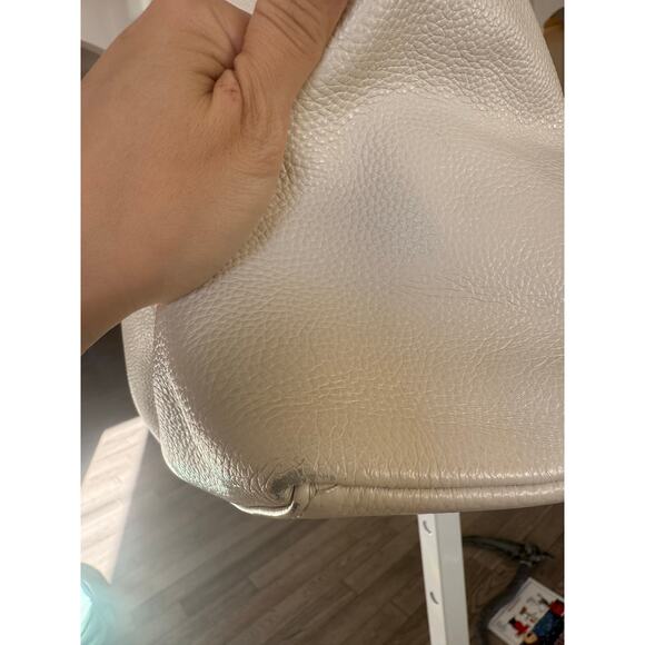 Laggo Mara Hobo Slouch Bag Cream Pebbled Leather with Gold Studs and Hardware - Picture 5 of 13